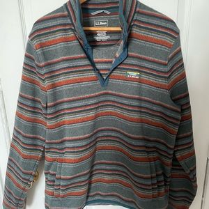 LL Bean striped Fleece Pullover